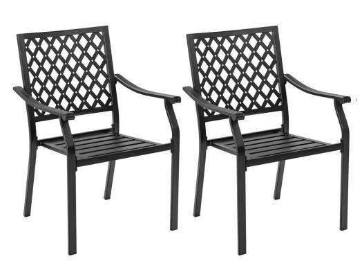 Photo 1 of 2-Piece Stackable Patio Dining Chairs Outdoor Metal Bistro Chairs with Curved Armrests
BOX 2 OF 3 