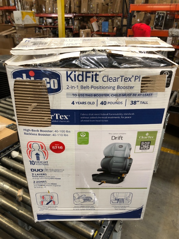 Photo 3 of Chicco KidFit ClearTex Plus 2-in-1 Belt-Positioning Booster Car Seat, Backless and High Back Booster Seat, for Children Aged 4 Years and up and 40-100 lbs. | Drift/Grey KidFit Plus with ClearTex® No Chemicals Drift/Grey