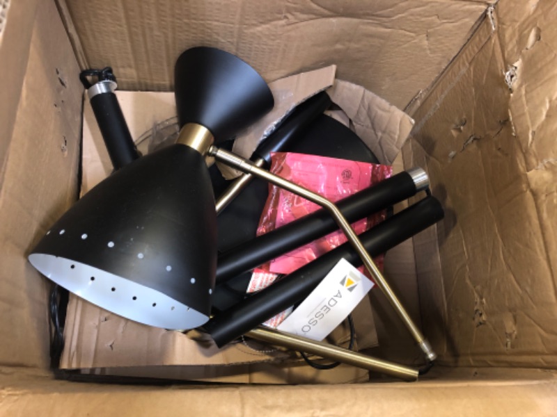 Photo 1 of Adesso 4284-01 Oscar Adjustable Floor Lamp, 66 in., 40W, Black w/Antique Brass, 1 Indoor Lighting Floor Lamp Black