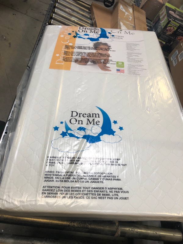 Photo 2 of Dream On Me Sunset 3” Extra Firm Fiber Crib Mattress, Greenguard Gold Certified, Waterproof Vinyl Cover, Baby Mattresses for Cribs, Fits Mini and Portable Cribs
