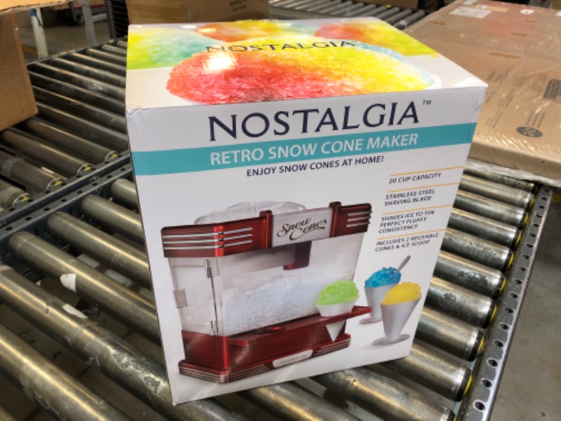 Photo 3 of Nostalgia Snow Cone Shaved Ice Machine - Retro Table-Top Slushie Machine Makes 20 Icy Treats - Includes 2 Reusable Plastic Cups & Ice Scoop - Retro Red