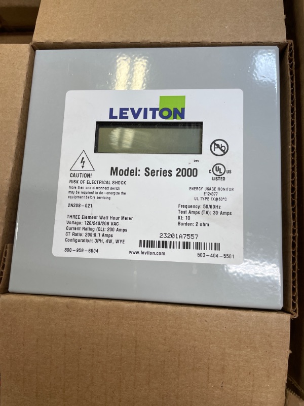 Photo 4 of Leviton 2K208-2SW Series 2000 480V 3P4W 200A Indoor Kit with 3 Solid Core CTs 200-Amp