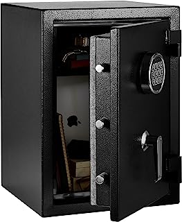 Photo 1 of Amazon Basics Steel Home Security Safe with Programmable Keypad - Valuables - 1.2 Cubic Feet, 13 x 13 x 14.2 Inches, Black & 8-Sheet Capacity