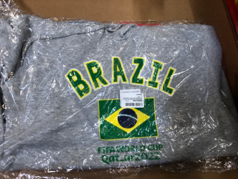 Photo 2 of Outerstuff Men's FIFA World Cup Futbol Nation Fleece Hoodie Brazil World Cup Soccer Team X-Large Heather Grey