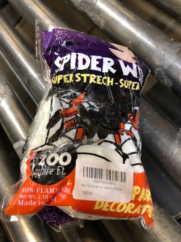 Photo 1 of 2 Happy Hippo Halloween Spider Web Decoration, Halloween Decorations + Plastic Spiders, Halloween Party Supplies, Spider Webs Small, 200 Sq Feet