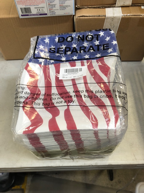 Photo 1 of 200 Pcs Patriotic Party Paper Plates 4th of July Disposable Plates American Flag Dessert Plate USA Independence Day Party Supplies Serving Dish Tray for Celebration Serveware Party Decoration (Flag)