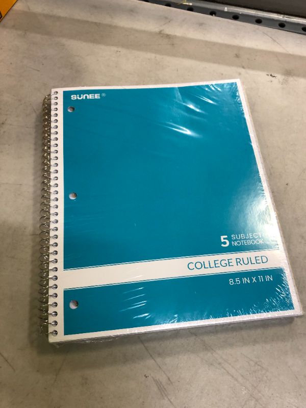 Photo 2 of SUNEE Color Will Vary 5 Subject Notebook College Ruled - 200 Sheets, 8.5"x11", 4 Pocket Dividers, 3-Hole Punched Paper