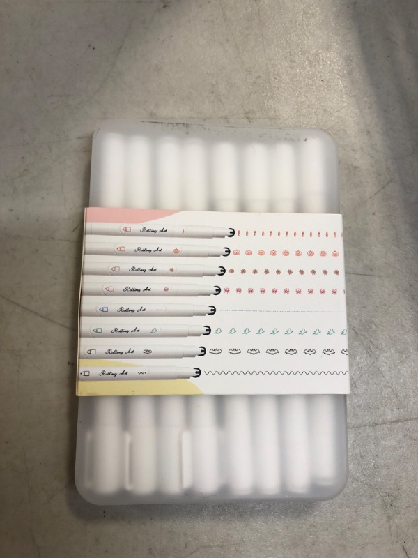 Photo 1 of Oudizz 8pcs Colored Novelty Curve Pens Set,Double Dual Tip Markers Pens,for DIY Painting,Holiday Art Cards,Writing,Journaling Note-Halloween