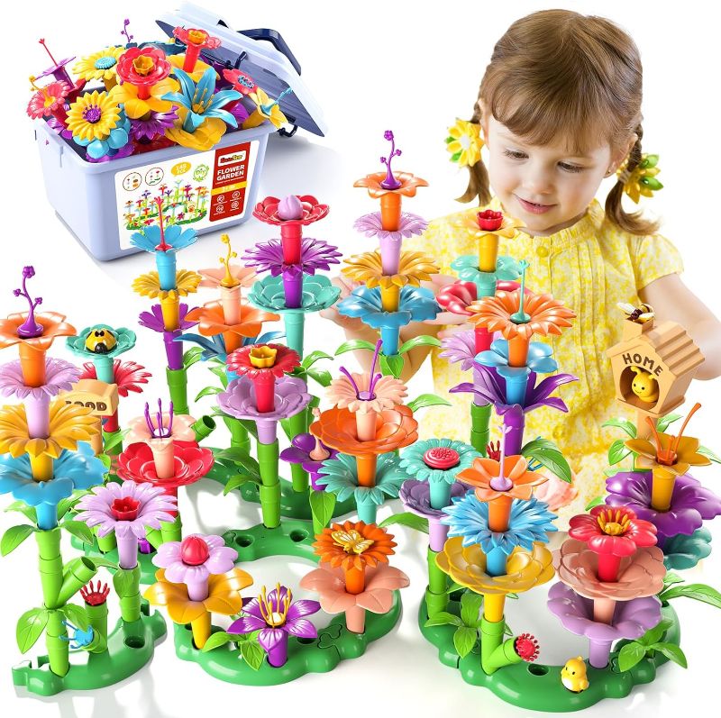 Photo 1 of Garbo Star 148PCS Flower Garden Building Toys for 2 3 4 5 6 Year Old Girls, Educational Activity Preschool Birthday Gifts for 2 3 4 5 Year Old Girls, Building Stem Toys for Kids Toddlers Ages 1-3 3-5
