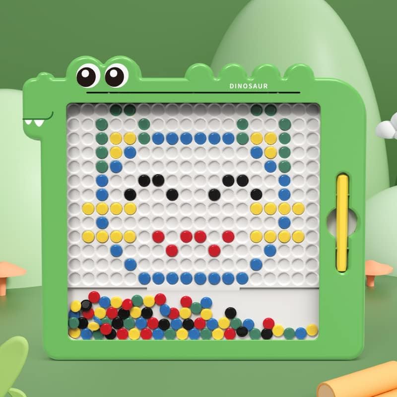 Photo 1 of 108 Beads [Large Size] Magnetic Beans Drawing Board, Little Dinosaur, Magnetic Beans Puzzle Doodle Board Magnetic Pen Montessori Learning Toys for Toddlers Toy Kids Aged 3-6 Boys Girls
