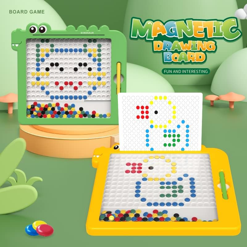 Photo 1 of 108 Beads [Large Size] Magnetic Beans Drawing Board, Little Dinosaur, Magnetic Beans Puzzle Doodle Board Magnetic Pen Montessori Learning Toys for Toddlers Toy Kids Aged 3-6 Boys Girls
