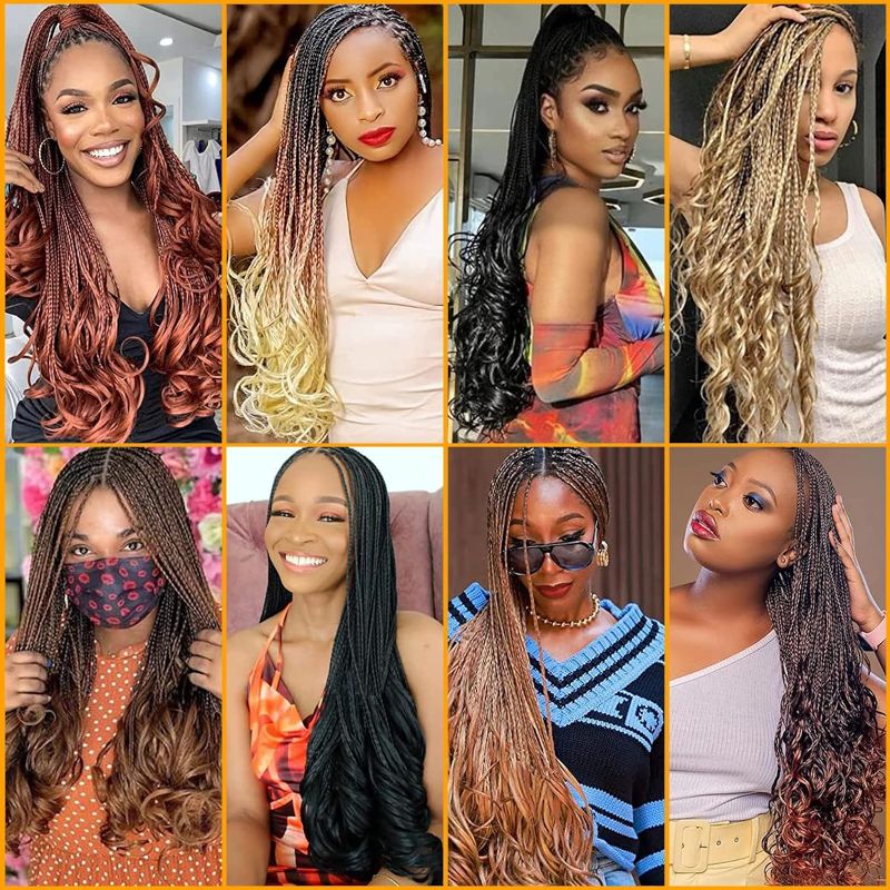 Photo 1 of French Curly Braiding Hair 7 Packs 22 Inch Pre Stretched Braiding Hair Bouncy Loose Wave Crochet Hair for Women (7 Packs