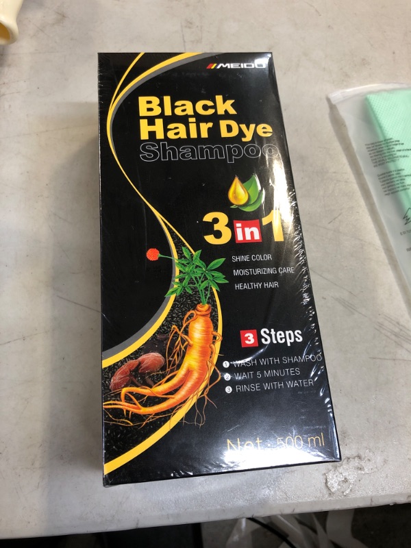 Photo 1 of Bablabear MEIDU Black Hair Dye Shampoo for Gray Hair, Semi-Permanent Hair Color Shampoo for Women and Men, Herbal Ingredients, 3 in 1 100% Grey Coverage.Lasts 30 Days/500ml/Natural herbal Ingredients