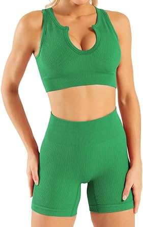 Photo 1 of LISSMOMO Workout Sets for Women Two Piece Outfits Sexy Gym Shorts with Seamless Padded Yoga Tops Clothing  Size L