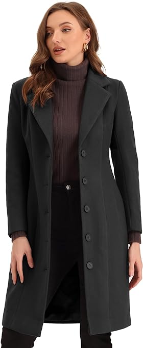 Photo 1 of Allegra K Women's Single Breasted Notched Lapel Outwear Winter Long Coat
SIZE M 