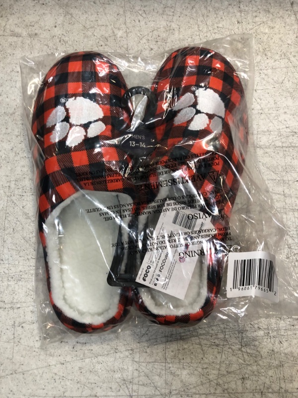 Photo 2 of FOCO Men's NCAA Sherpa Lined Buffalo Check Memory Foam Slippers 13-14 Team Color