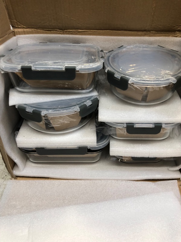 Photo 2 of M MCIRCO 30 Pieces Glass Food Storage Containers with Upgraded Snap Locking Lids,Glass Meal Prep Containers Set - Airtight Lunch Containers, Microwave, Oven, Freezer and Dishwasher Friendly Gray