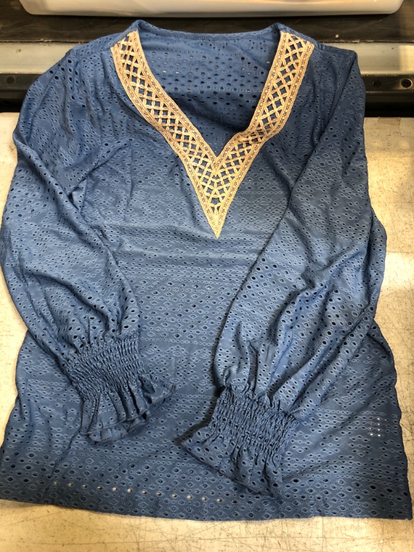 Photo 1 of Blue Long Sleeve Blouse Small 