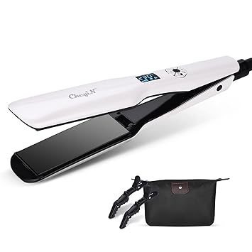 Photo 1 of CkeyiN Hair Straightener, 1.75 Inch Professional Wide Plate Tourmaline Ceramic Flat Iron, 30s Instant Heating Straightening Iron with Adjustable Temp, Anti-Static Hair Iron for All Hair Types (Green)
