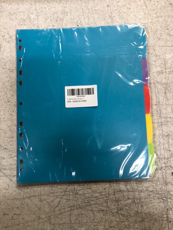 Photo 1 of INFUN 5-Tab Dividers for 3 Ring Binder - 30 PCS,Multicolor Plastic Binder Dividers with Tabs?Binder Dividers with 11 Holes - 6 Sets
