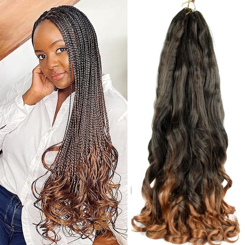 Photo 1 of French Curly Braiding Hair Pre Stretched 22 Inch Crochet Hair for Black Women Bouncy Wavy with Soft Yaki Texture for Box Braids Hair Extensions
