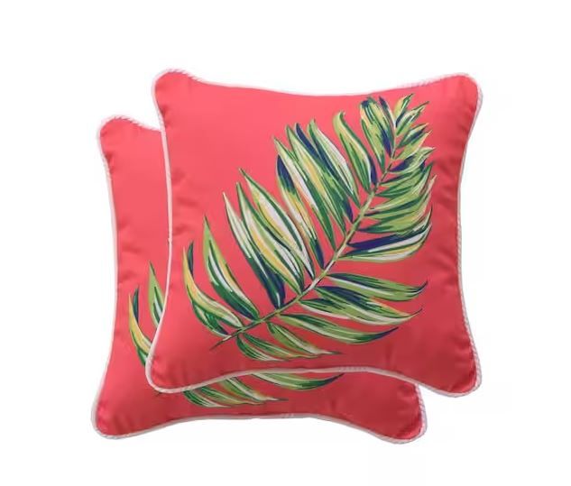 Photo 1 of 16 in. Maui Palm Square Outdoor Throw Pillow (2-Pack)