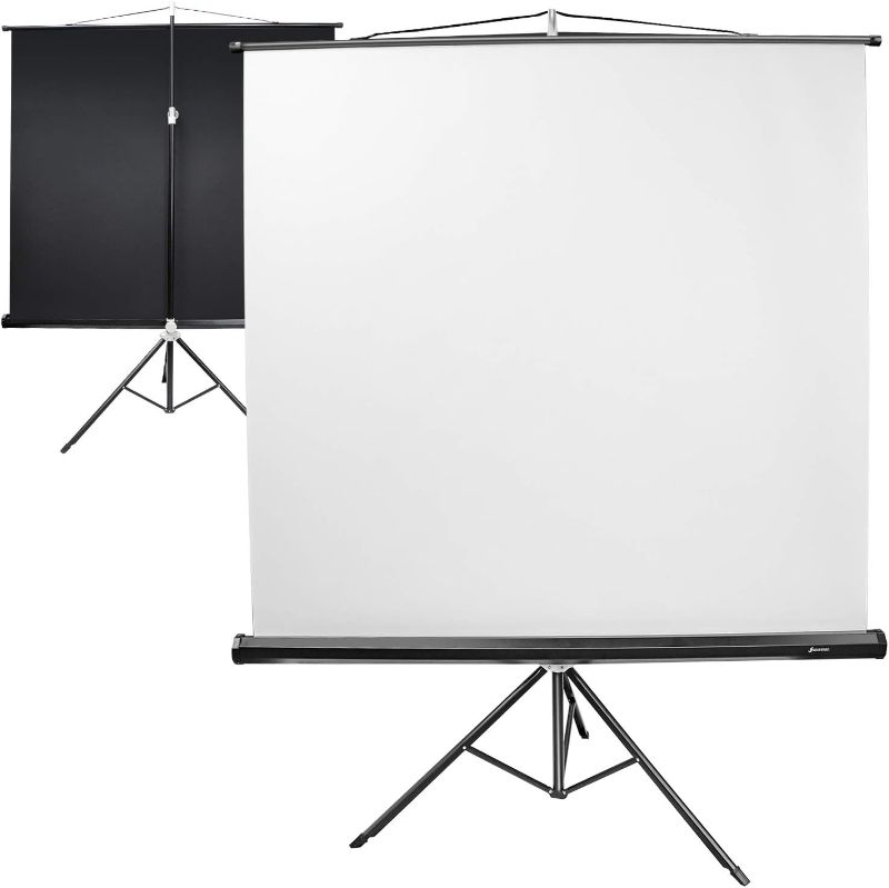 Photo 1 of JS JULIUS STUDIO 110" Collapsible White Projector Screen with Stand Kit, 5ft.(W) x 7ft.(H) Foldable & Adjustable Background Backdrop, Aluminum Case, Photo Video, Professional Photography, JSAG666