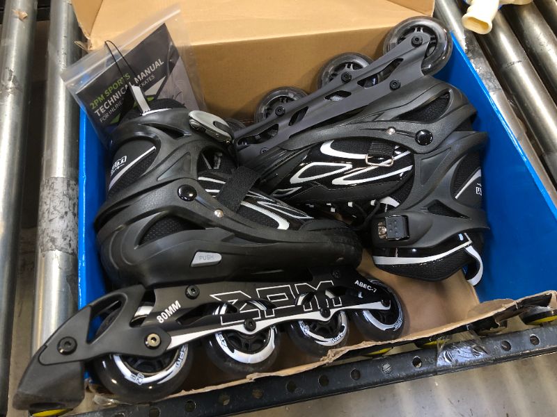 Photo 2 of 2PM SPORTS Vinal Girls Adjustable Flashing Inline Skates, All Wheels Light Up, Fun Illuminating Skates for Kids and Men XL
