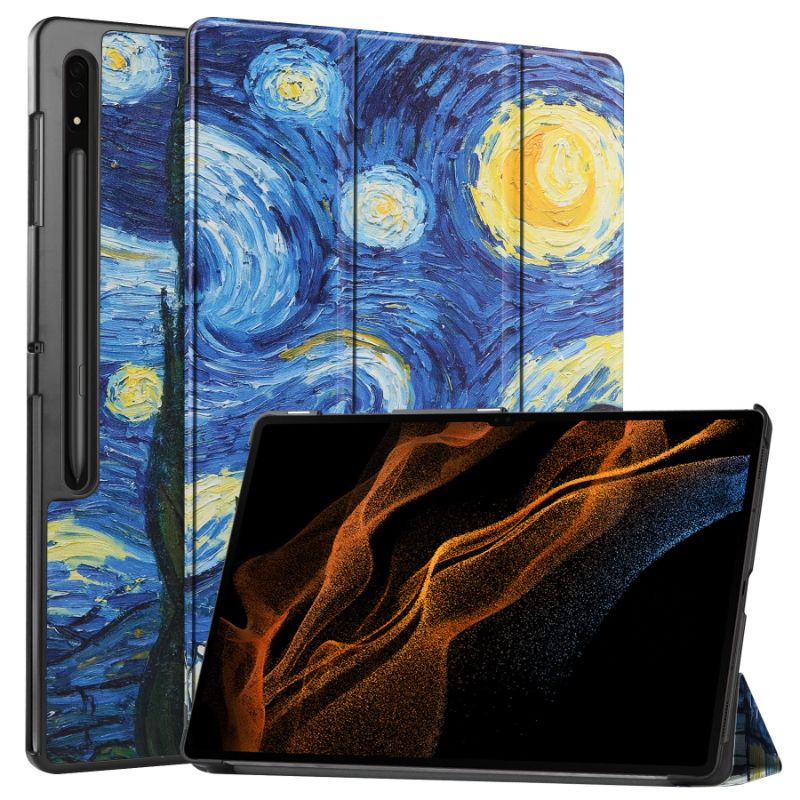 Photo 1 of XAOAX Case for Samsung GalaxyTab S8 Ultra 14.6" 2022(SM-X900/X906) with S Pen Holder PU Leather Smart Cover Auto Sleep Wake (Starlight)