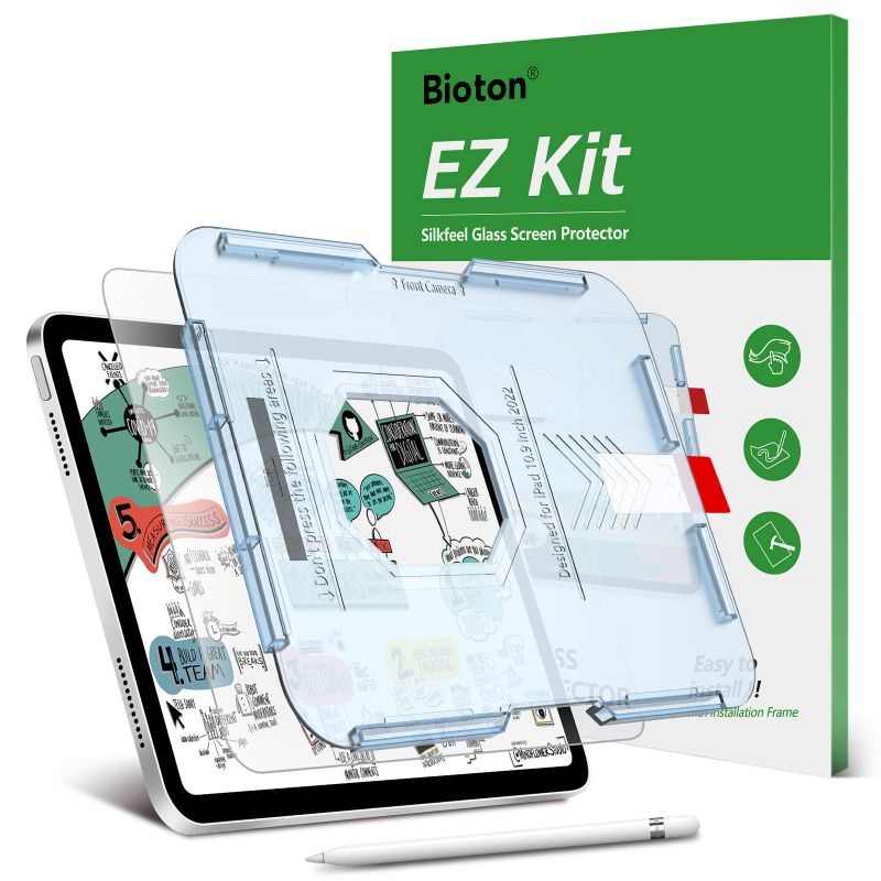 Photo 1 of Bioton [Silkfeel Matte Glass Screen Protector Compatible with iPad 10th Generation 10.9 inch (2022), [Auto Alignment Kit] [Tempered Glass] [Touch like Silk] [Anti-Glare] [Anti-Fingerprint]