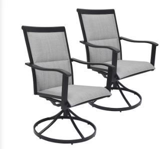 Photo 1 of Style Selections Melrose Set of 2 Wicker Black Steel Frame Swivel Dining Chair(s) with Gray Sling Seat
