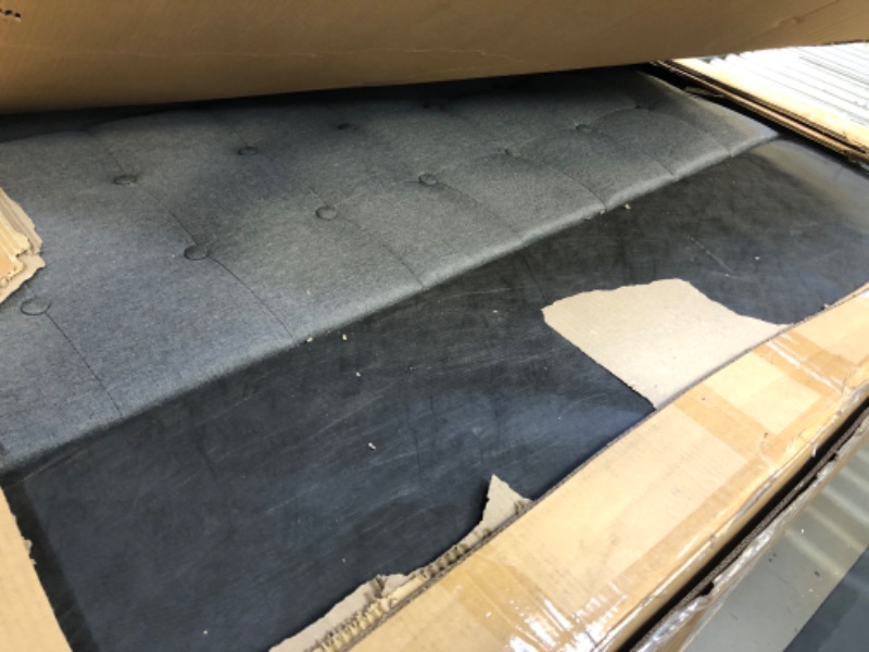 Photo 2 of Zinus Dachelle Upholstered Platform Bed Frame / Mattress Foundation / Wood Slat Support / No Box Spring Needed / Easy Assembly, Full Dark Grey Full Platform Bed Only
