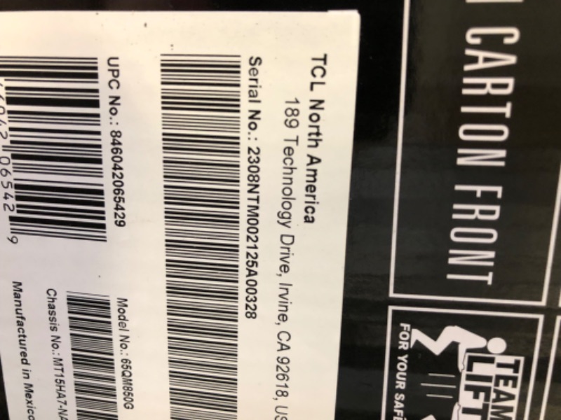 Photo 2 of TCL 65-Inch QM8 QLED 4K Smart Mini LED TV with Google TV (65QM850G, 2023 Model) Dolby Vision, Dolby Atmos, HDR Ultra, Game Accelerator up to 240Hz, Voice Remote, Works with Alexa, Streaming Television 65 inches FACTORY SEALED 