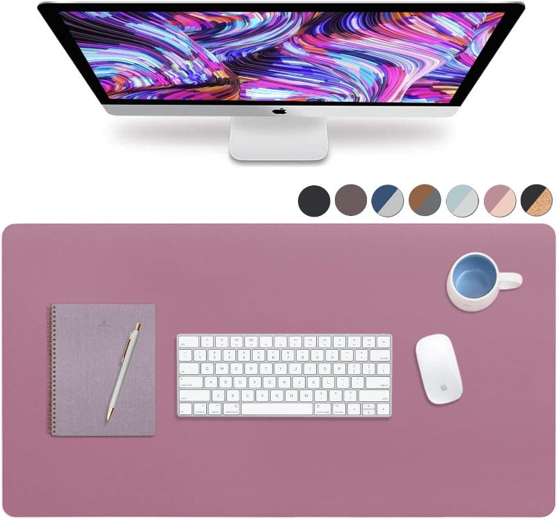 Photo 1 of Desk Pad 36" x 17", Vine Creations Office Desk Mat Waterproof Dusty Mauve/Pink, PU Leather Mouse Pad and Writing Surface, Top of Desks Protector, Wide Dual-Sided Blotter Accessories Decor
