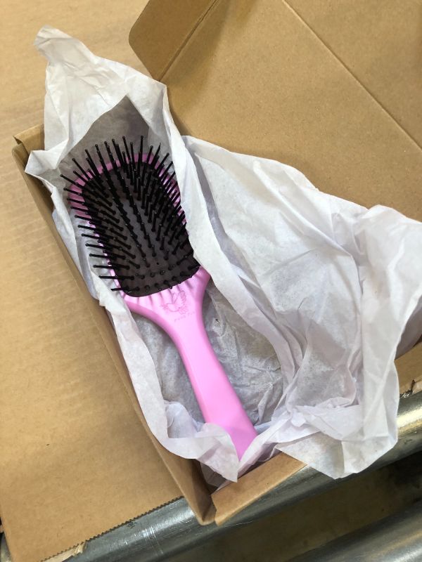 Photo 2 of Manis Zuo Natural Wooden Paddle Hair Brush, women or mens hair brush, Wet dry hair brush, curly hair brush makes hair smooth, with Soft silicone bristles for Long Or Short or Thick Fine Hair?1 count? Small Purple