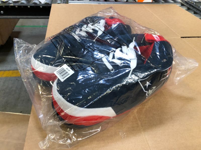 Photo 2 of FOCO Mens NFL Team Logo Plush Oversized Sneaker Slippers New England Patriots 9-1724 Team Color