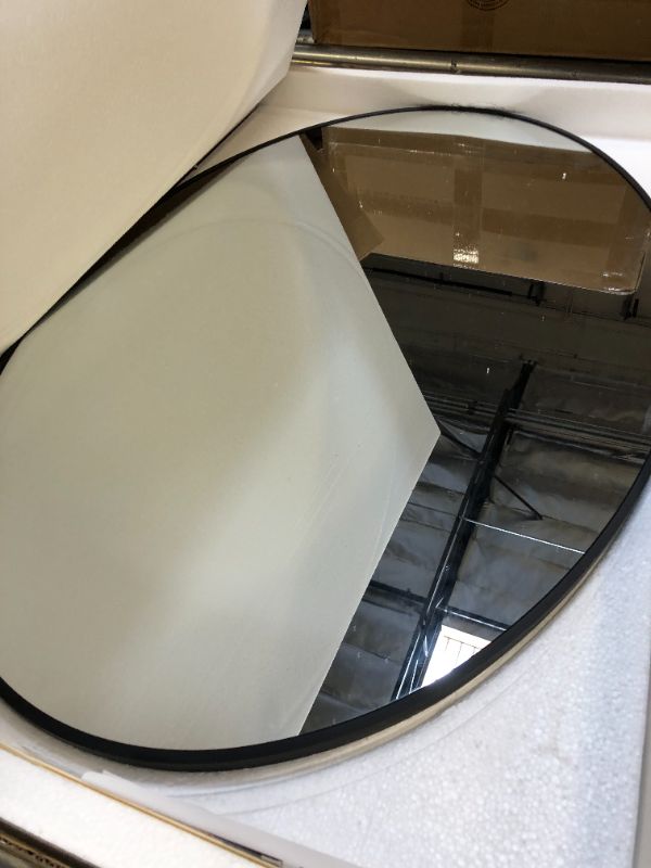 Photo 3 of 24 in. x 36 in. Oval Black Classic Aluminum Alloy Framed Wall Mirror
