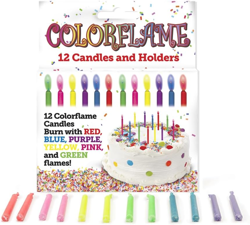 Photo 2 of Colorflame Birthday Candles with Colored Flames - Birthday, Party, Cake Decor - 12 Candles Per Box (Pack of 2) 12 Count (Pack of 2)