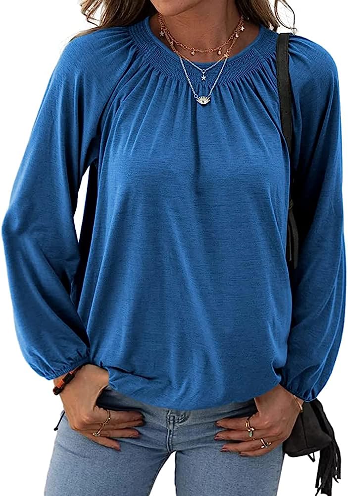 Photo 1 of Halife Women’s Long Sleeve Tops Pleated Casual Loose Blouses T Shirts XXL