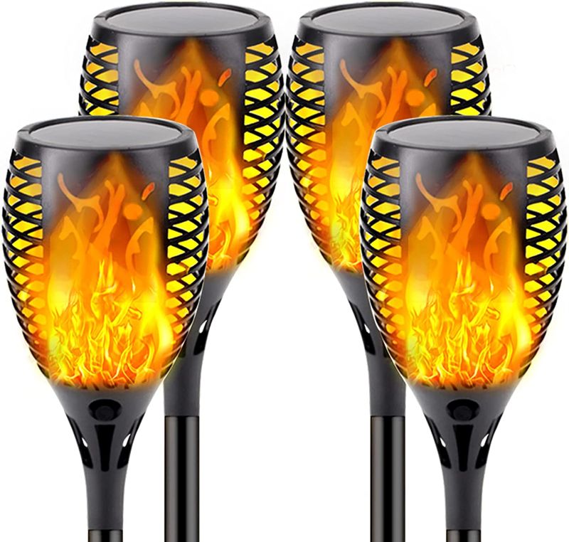 Photo 1 of *SIMILAR TO STOCK PHOTO8 4-Pack Solar Flame Torch (Larger Size & Higher), 90 LED Solar Outdoor Lights for Garden Decorations