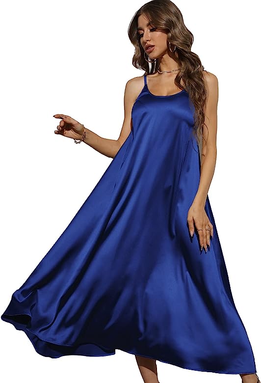 Photo 1 of Jutfun Adjustable Strap Satin Maxi Dress Size S