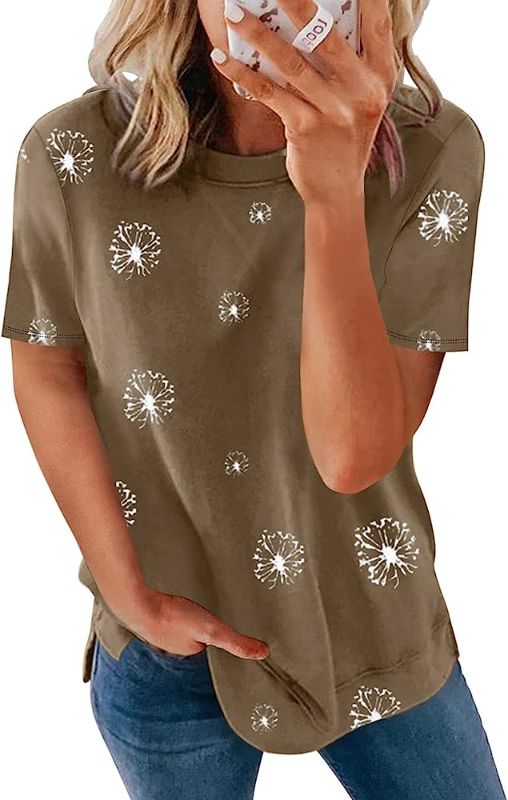 Photo 1 of SHEWIN Womens Short Sleeve Crewneck Shirts Loose Casual Tee T-Shirt Size L