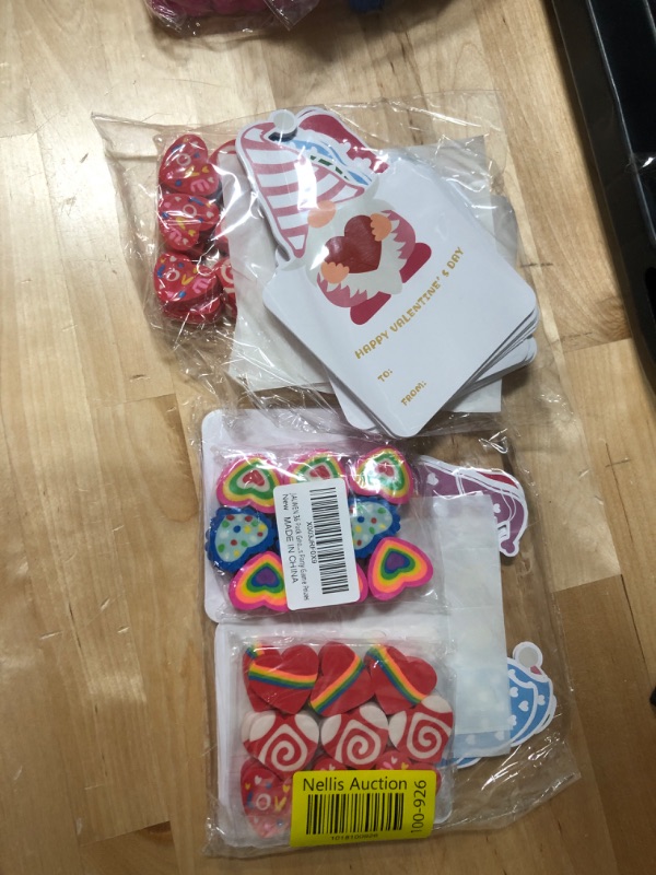 Photo 2 of Bundle of 2 Gnomes Valentines Day Cards for Kids with Heart Erasers Valentine Exchange Cards for Girls Boys School Classroom Gifts Party Game Prizes 36 Pack each