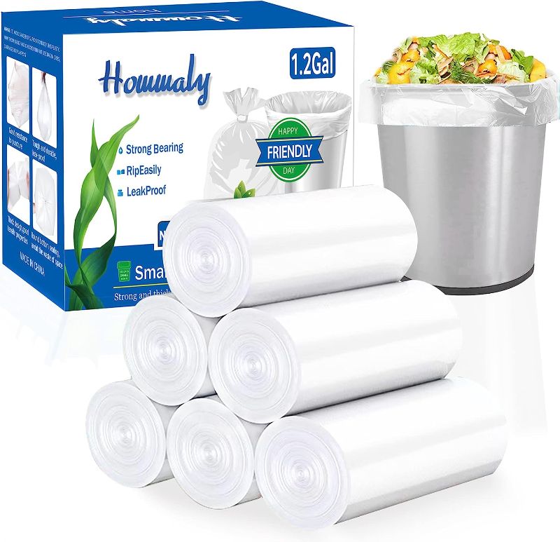 Photo 1 of 1.2 gallon trash can liners,Small clear Garbage Bags 300,Extra Strong 1 2 Gal Trash Bag,Fit 4.5-6 liters trash Bin Liners for Home Office Kitchen
