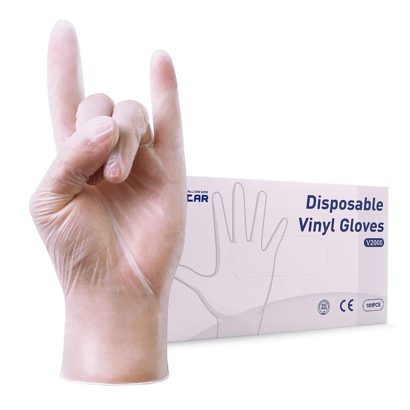 Photo 1 of 6pcks of Vinyl Disposable Sterile Gloves Medium Powder Latex Free 3Mil Disposable Food Grade Vinyl Gloves, 100 Count (Pack of 1)size medium 