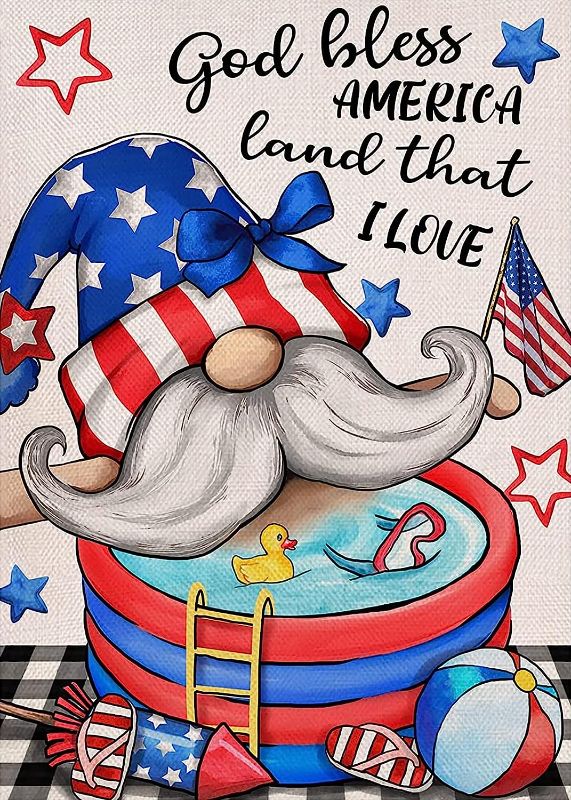 Photo 1 of  Summer Gnome Diamond Painting Kits for Adults Beginners, DIY Flag Day Patriotic 5D Diamond Art Kits, 4Th of July Independence Day Full Round Drill Gem Art Kit, Home Wall Decor 12 x 16 Inch