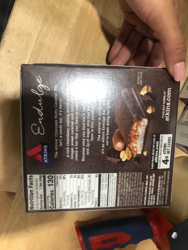 Photo 1 of Atkins Endulge Treat Caramel Nut Chew Bar. Rich & Decadent Treat. Keto-Friendly. (5 Bars) Chocolate Nutty Caramel Bar 12 Count