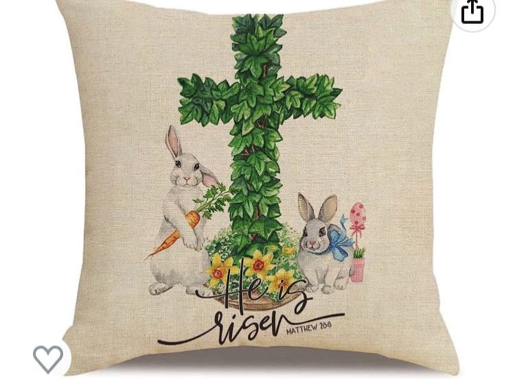 Photo 1 of 2 PACK Easter He is Risen Bunny Throw Pillow Cover Cushion Case Cotton Linen Home Office Decoration 18 X 18 Inch