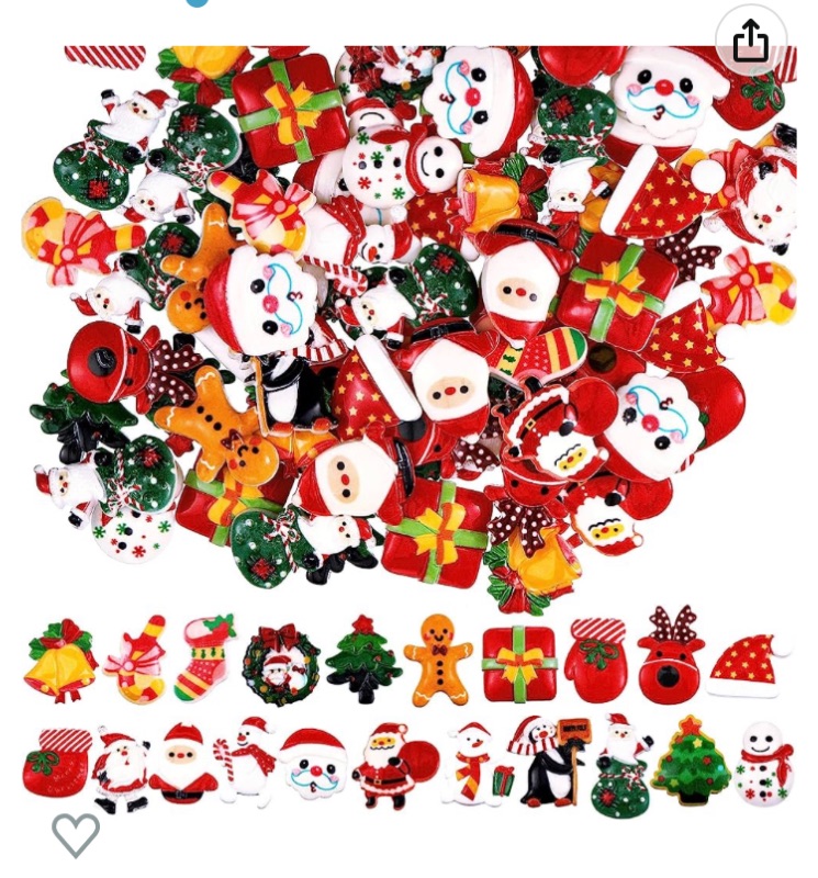 Photo 1 of 4 pack 100 Pieces Slime Charms Christmas Resin Flatback Slime Beads Resin Supplies Mini Xmas Embellishments Crafts Decorations for DIY Scrapbooking Jewelry Cell Phone Case (Santa Claus)