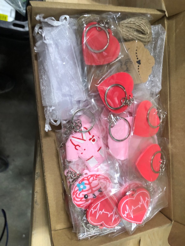 Photo 2 of 36 Sets Nurse Party Favors Nurse Graduation Decorations Doctor keychains with Red Heart Stethoscopes Organza Bags Thank You Cards for Graduation Party Supplies Hospital Medical Themed Party Decor